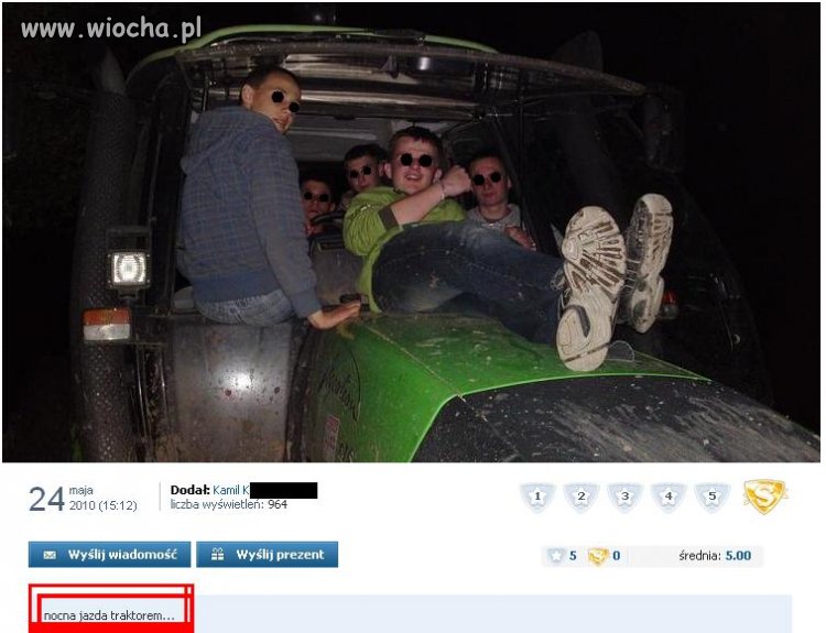 "nocna jazda traktorem"
