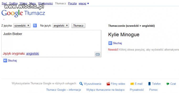 Justin Bieber + Google =Kylie Minogue