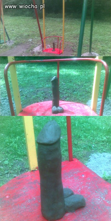 Projekt "Sztuka bliżej ludzi" - gliniany penis w parku