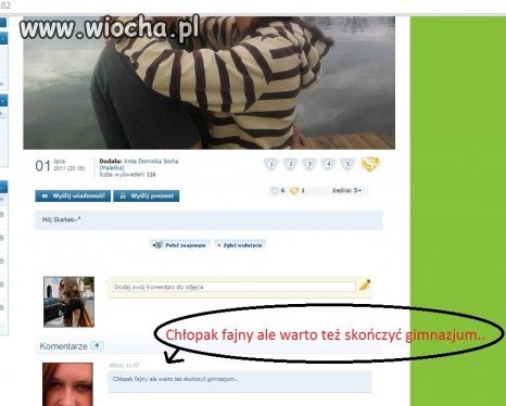 Komentarz pod zdjęciem 16latki