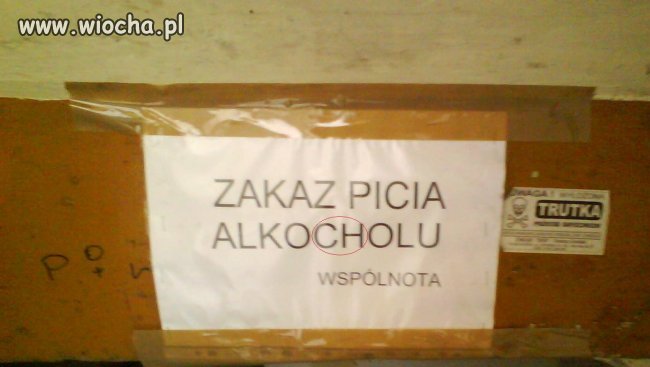 ZAKAZ PICIA "ALKOCHOLU"