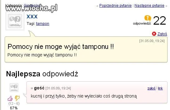 Nie mogę wyjąć tamponu