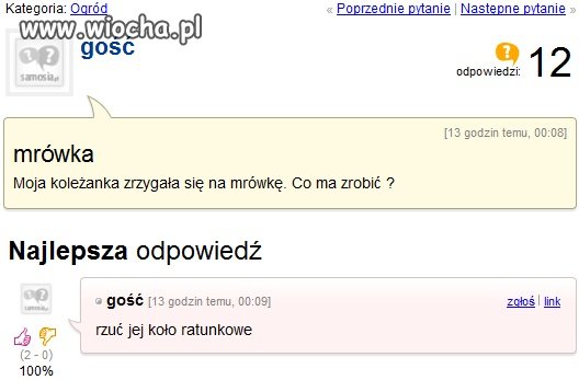 Zwymiotowała na mrówkę .