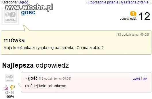 Zwymiotowała na mrówkę .