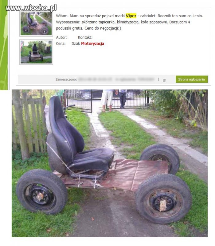 Prawdziwa wiocha w serwisie ogłoszeniowym.