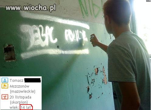 14 letni graficiarz i jego nienawiść do policji.
