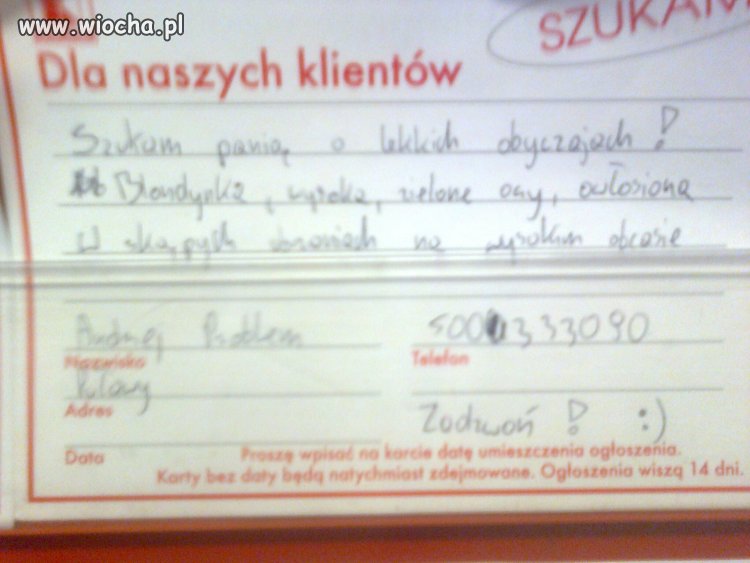 Ogłoszenie w Kauflandzie