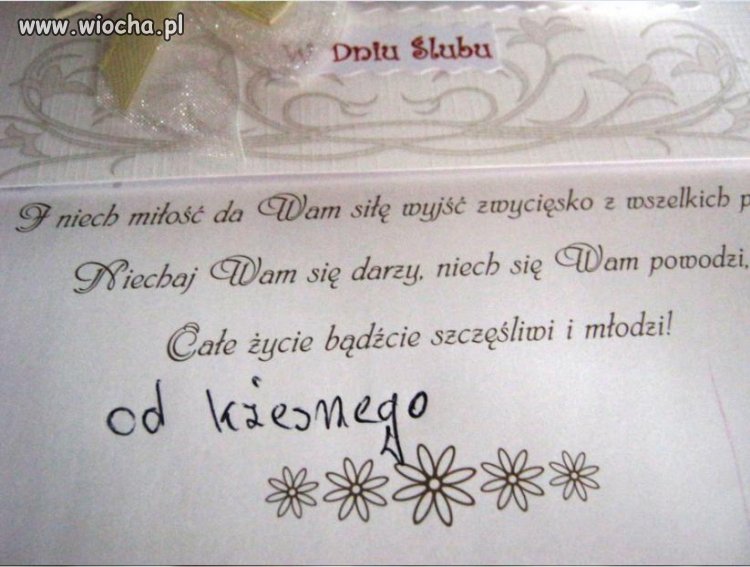 Kartka ze ślubnymi życzeniami
