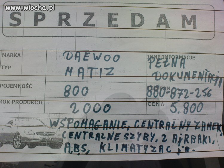 Sprzedam daewoo matiz