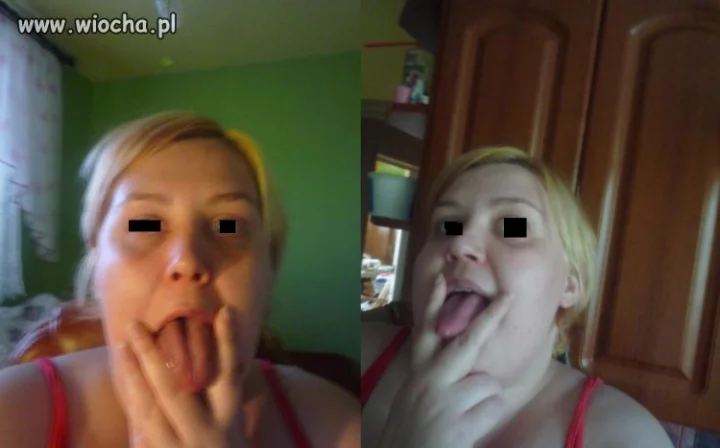 Wyciągnięty język i dwa palce