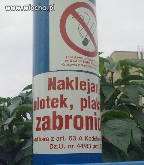 Kraków: naklejka zakazująca naklejania naklejek 