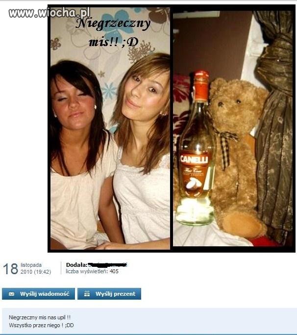 Niegrzeczny miś je upił!