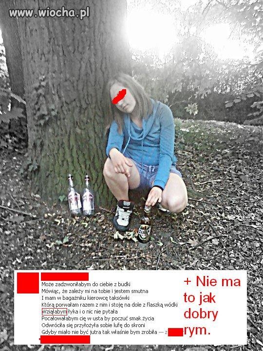Lans na flaszki znalezione w lesie.