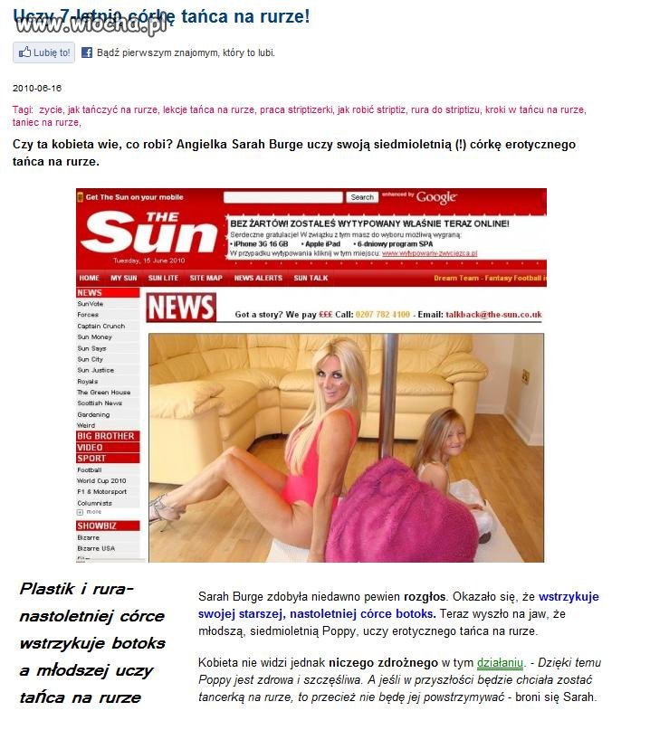 Plastik uczy dziecka tańca na rurze
