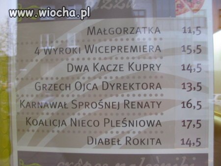Menu Pizzeri w Krakowie 