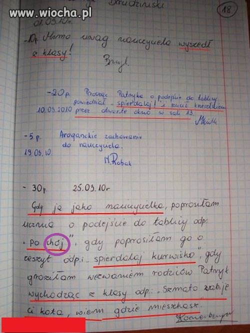 Uczeń do nauczyciela...