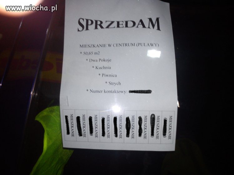 Karteczka z numerem do oderwania