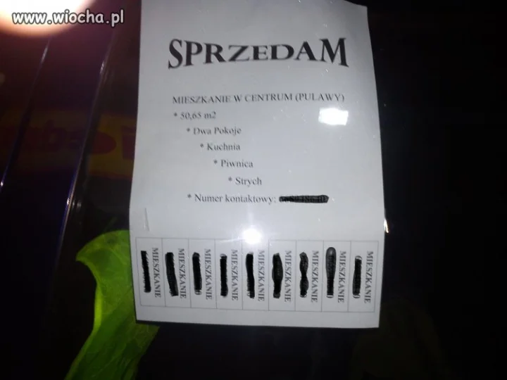 Karteczka z numerem do oderwania