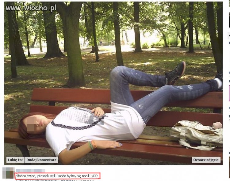 14-latka i lans na ławce. 