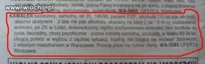 Ogłoszenie matrymonialne
