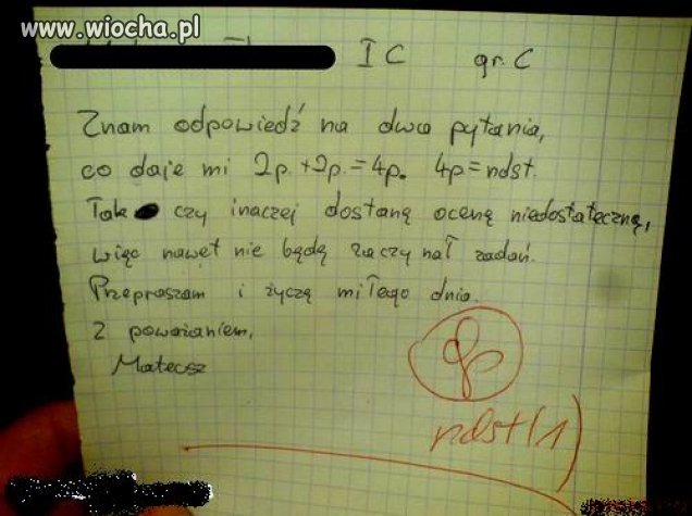 Kartkówka !