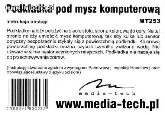 Instrukcja obsługi podkładki pod mysz komputera?!