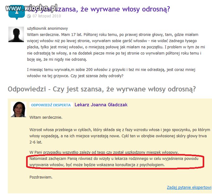 WYRYWANE WŁOSY