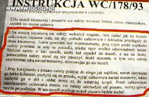 Instrukcja obsługi do korzystania z WC