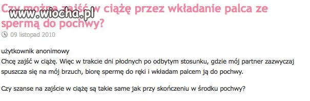 WTF? Biedna pani chce mieć dzidziusia