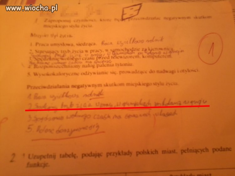 Odpowiedź na sprawdzianie