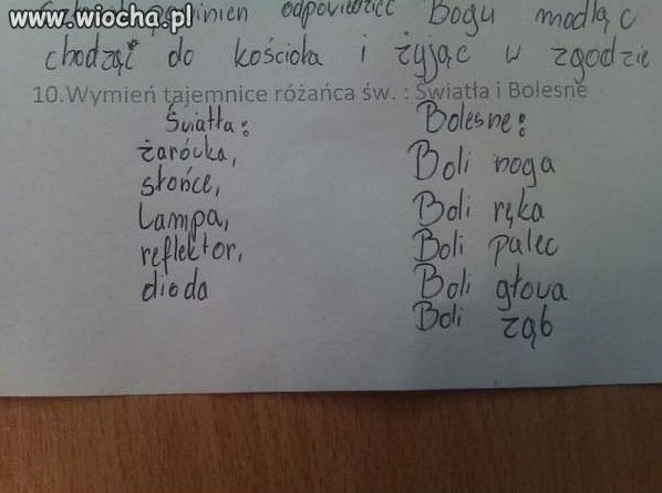 Sprawdzianik z religii