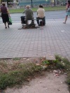 W oczekiwaniu na autobus. 