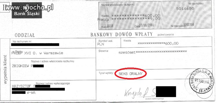 Dowód wpłaty... za co?