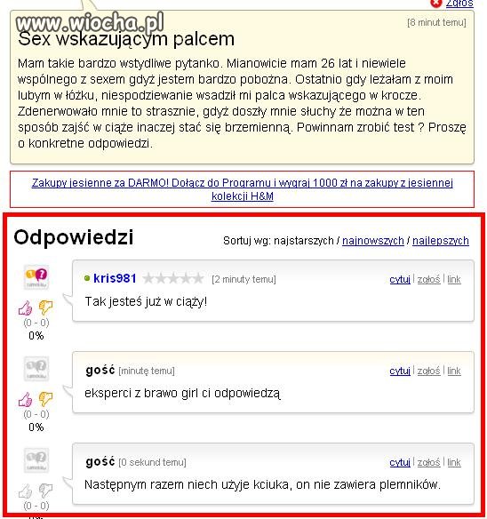 Sex wskazującym palcem.