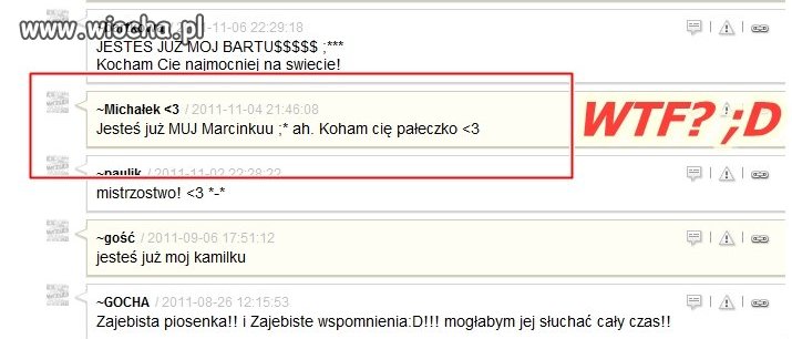 "Jesteś już MUJ Marcinku (...) Koham cię pałeczko"