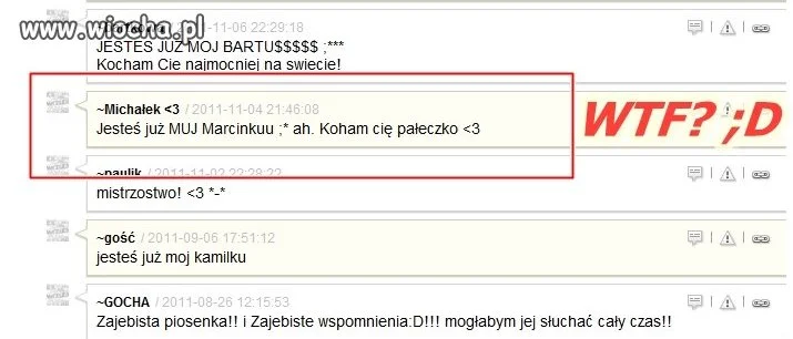 "Jesteś już MUJ Marcinku (...) Koham cię pałeczko"