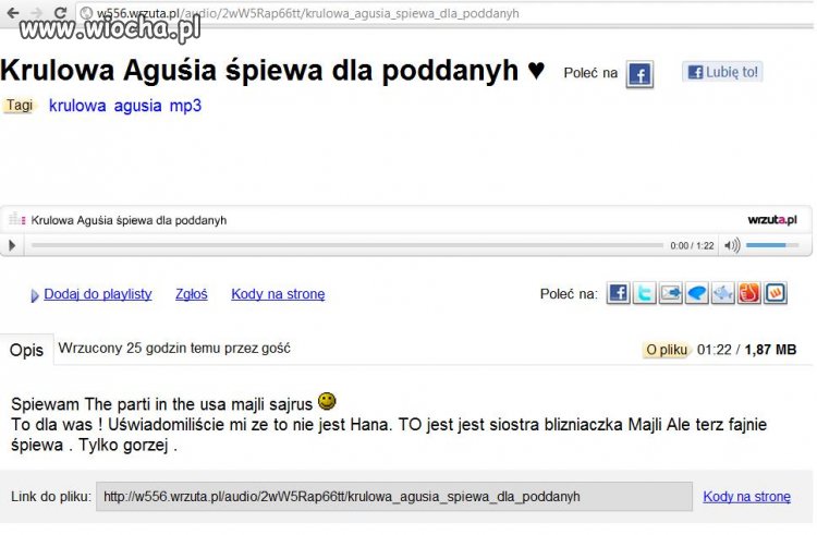 Uwaga ''poddani'' KRÓLOWA AGUSIA ŚPIEWA 