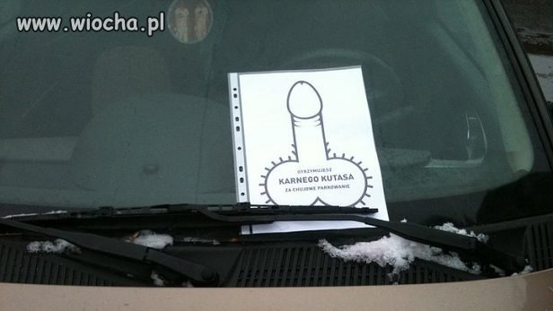 Kierowca chyba liczył się z karą za złe parkowanie