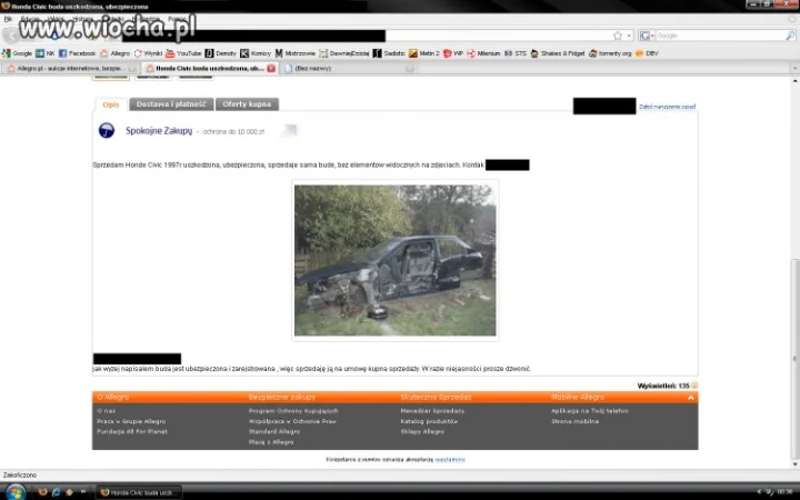 Uszkodzona honda civic