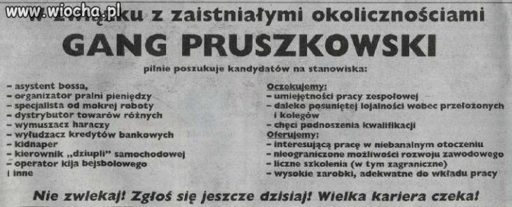 W związku z zaistniałymi okolicznościami...