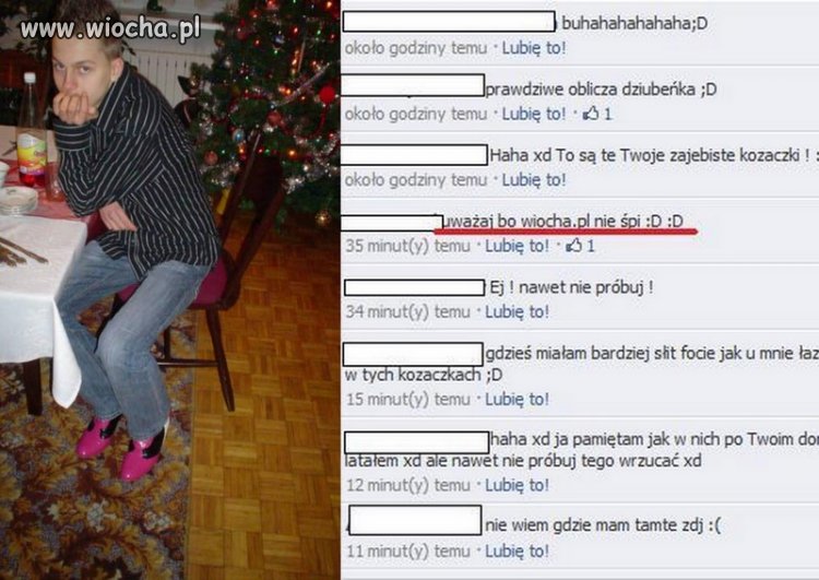 Różowe kozaczki . Kiedyś były modne :)