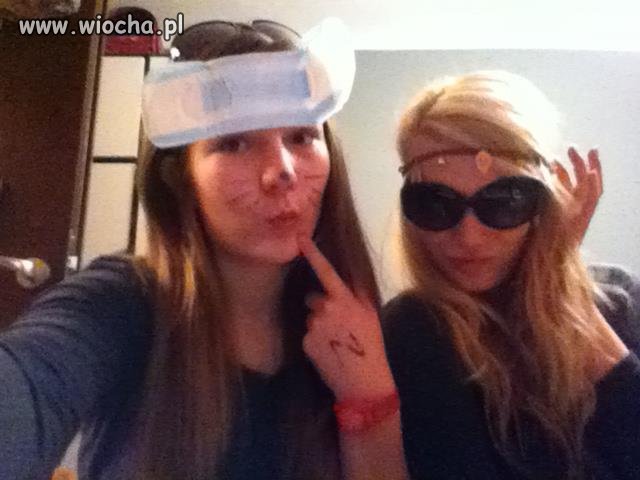 Dzióbki, podpaska na głowie i okulary