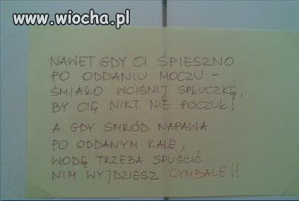 Apel dla osób korzystających z toalety
