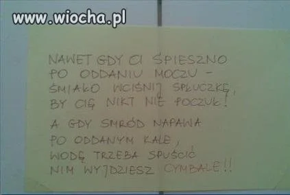 Apel dla osób korzystających z toalety