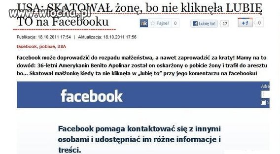 Facebook. Niektórym wali na głowę.