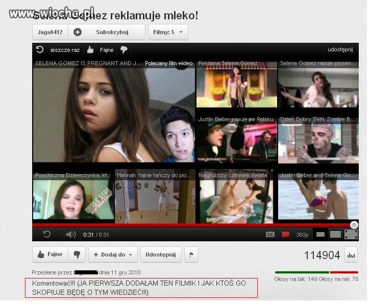 "Ja pierwsza dodałam ten filmik i jak ktoś go 