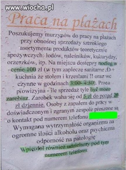 Praca na plaży