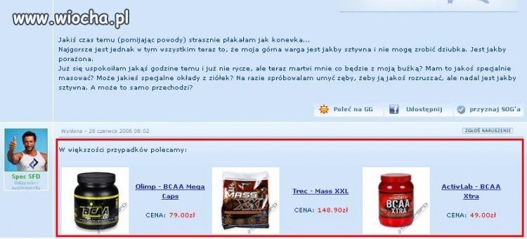 Odżywki na masę wyleczą z każdej dolegliwości 