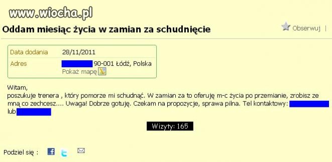 Oddam miesiąc życia...
