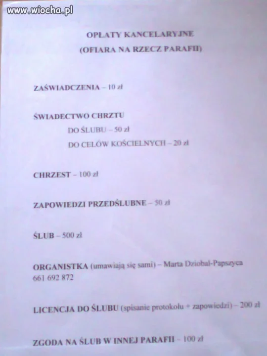 Cennik opłat